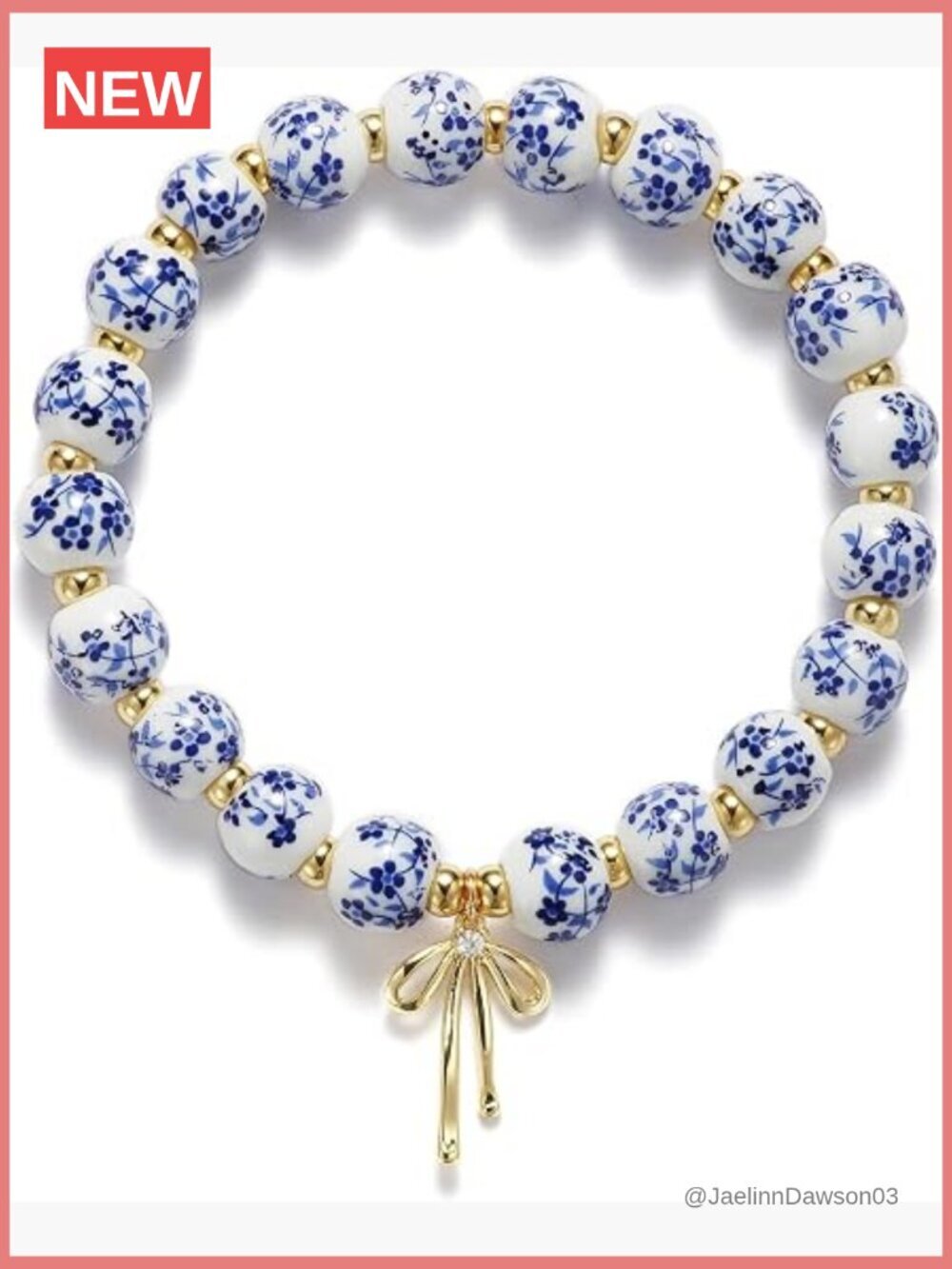 Vintage Bow Charm Stretch Beaded Bracelet Romantic Dainty Jewelry